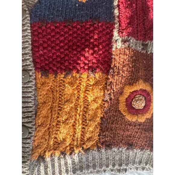 Knitted by Hand Two Twenty Vest Colorful Patchwork Blocks - Fits Size M - Picture 9 of 9